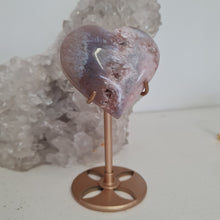 Load image into Gallery viewer, Pink Amethyst X Flower Agate Heart on Stand
