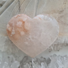 Load image into Gallery viewer, Pink Amethyst X Flower Agate Heart
