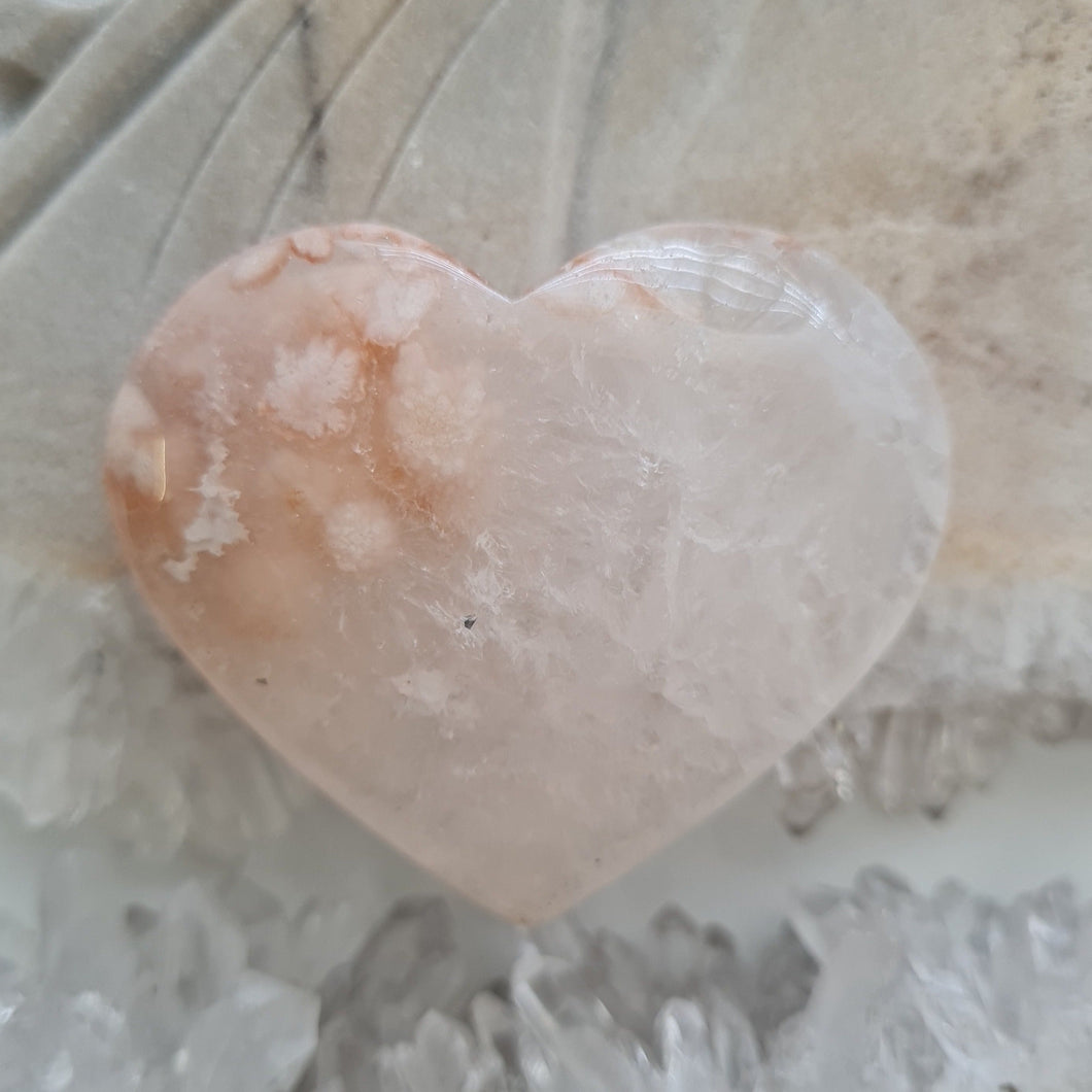 Pink Amethyst X Flower Agate Heart