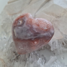 Load image into Gallery viewer, Pink Amethyst X Flower Agate Heart
