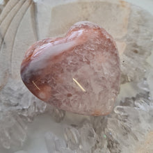 Load image into Gallery viewer, Pink Amethyst X Flower Agate Heart
