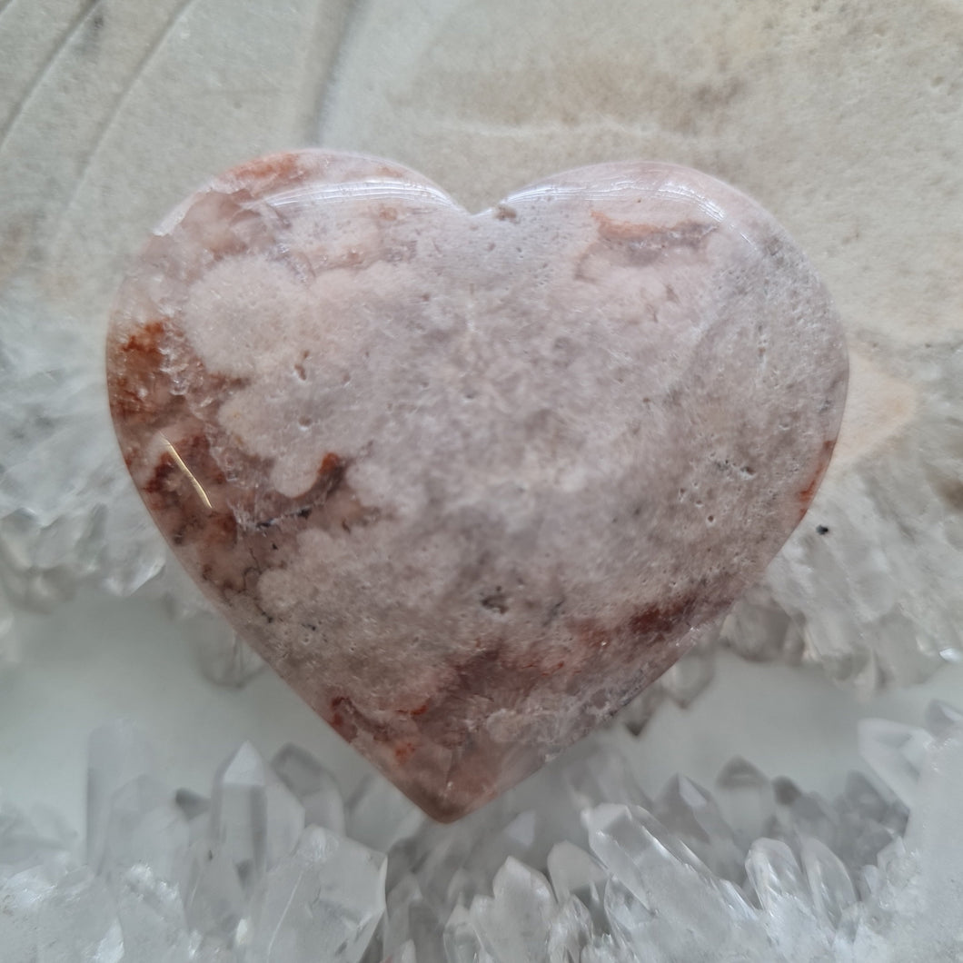 Pink Amethyst X Flower Agate Heart