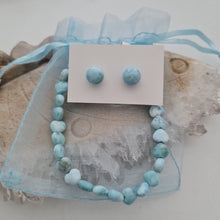 Load image into Gallery viewer, Larimar Heart Bracelet and Stud Ear-ring Gift Set
