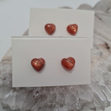 Load image into Gallery viewer, Sunstone Heart Stud Ear-ring
