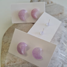 Load image into Gallery viewer, Lepidolite Moon Stud Ear-ring
