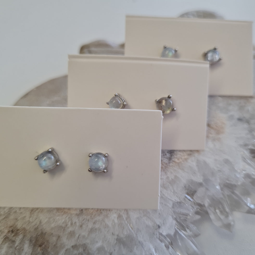 Moonstone Stud Ear-ring - Round