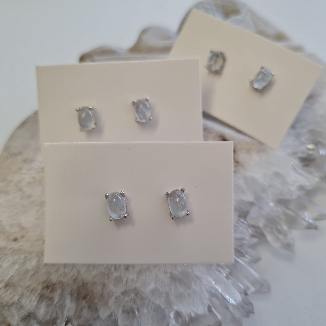 Moonstone Stud Ear-ring - Oval