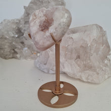 Load image into Gallery viewer, Pink Amethyst X Flower Agate Heart on Stand
