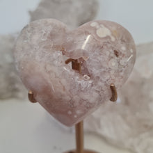 Load image into Gallery viewer, Pink Amethyst X Flower Agate Heart on Stand
