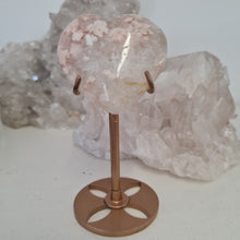 Load image into Gallery viewer, Pink Amethyst X Flower Agate Heart on Stand
