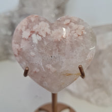 Load image into Gallery viewer, Pink Amethyst X Flower Agate Heart on Stand

