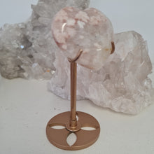 Load image into Gallery viewer, Pink Amethyst X Flower Agate Heart on Stand
