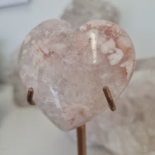 Load image into Gallery viewer, Pink Amethyst X Flower Agate Heart on Stand
