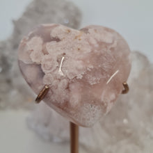 Load image into Gallery viewer, Pink Amethyst X Flower Agate Heart on Stand
