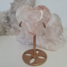 Load image into Gallery viewer, Pink Amethyst X Flower Agate Heart on Stand
