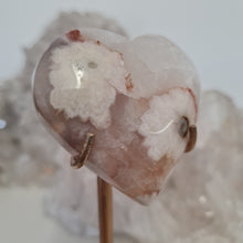 Load image into Gallery viewer, Pink Amethyst X Flower Agate Heart on Stand
