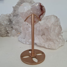 Load image into Gallery viewer, Pink Amethyst X Flower Agate Heart on Stand
