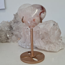 Load image into Gallery viewer, Pink Amethyst X Flower Agate Heart on Stand
