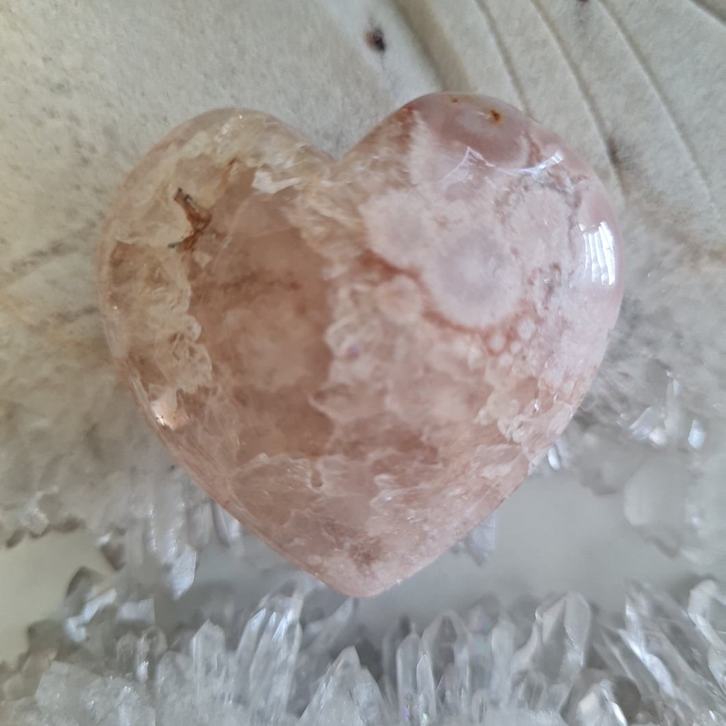 Pink Amethyst X Flower Agate Heart