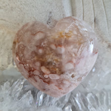 Load image into Gallery viewer, Pink Amethyst X Flower Agate Heart

