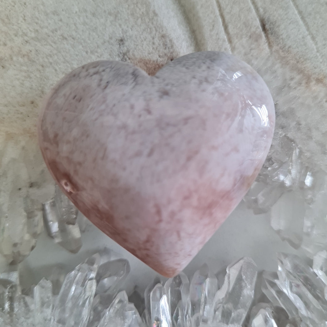 Pink Amethyst X Flower Agate Heart