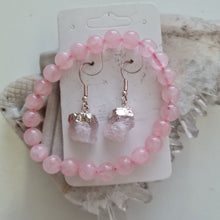 Load image into Gallery viewer, Rose Quartz Bracelet and Ear-rings Set
