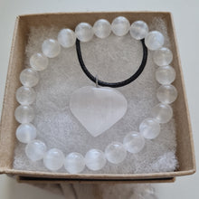 Load image into Gallery viewer, Selenite Bracelet and Heart Necklace Boxset
