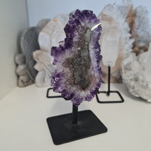 Load image into Gallery viewer, Amethyst Stalactite Slice with stand
