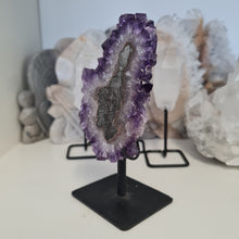 Load image into Gallery viewer, Amethyst Stalactite Slice with stand
