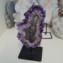 Load image into Gallery viewer, Amethyst Stalactite Slice with stand
