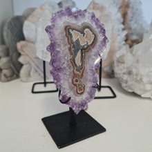 Load image into Gallery viewer, Amethyst Stalactite Slice with stand
