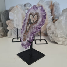 Load image into Gallery viewer, Amethyst Stalactite Slice with stand
