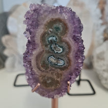 Load image into Gallery viewer, Amethyst Stalactite Slice with stand

