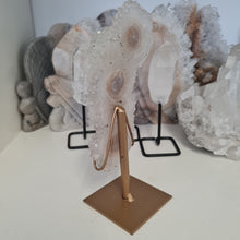Load image into Gallery viewer, White Agate Stalactite Slice with stand
