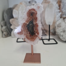 Load image into Gallery viewer, White Agate Stalactite Slice with stand
