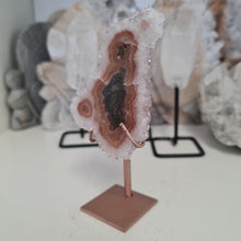 Load image into Gallery viewer, White Agate Stalactite Slice with stand
