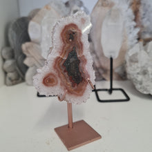 Load image into Gallery viewer, White Agate Stalactite Slice with stand

