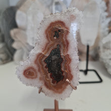 Load image into Gallery viewer, White Agate Stalactite Slice with stand
