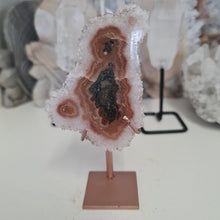 Load image into Gallery viewer, White Agate Stalactite Slice with stand
