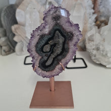 Load image into Gallery viewer, Amethyst Stalactite Slice with stand
