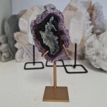 Load image into Gallery viewer, Amethyst Stalactite Slice with stand
