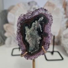Load image into Gallery viewer, Amethyst Stalactite Slice with stand
