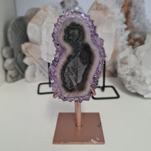 Load image into Gallery viewer, Amethyst Stalactite Slice with stand
