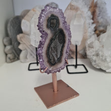 Load image into Gallery viewer, Amethyst Stalactite Slice with stand
