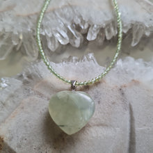 Load image into Gallery viewer, Prehnite Heart Bead Necklace
