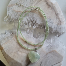 Load image into Gallery viewer, Prehnite Heart Bead Necklace
