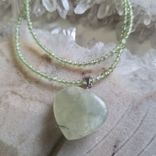 Load image into Gallery viewer, Prehnite Heart Bead Necklace
