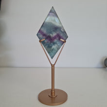 Load image into Gallery viewer, Feather Fluorite Diamond with Stand
