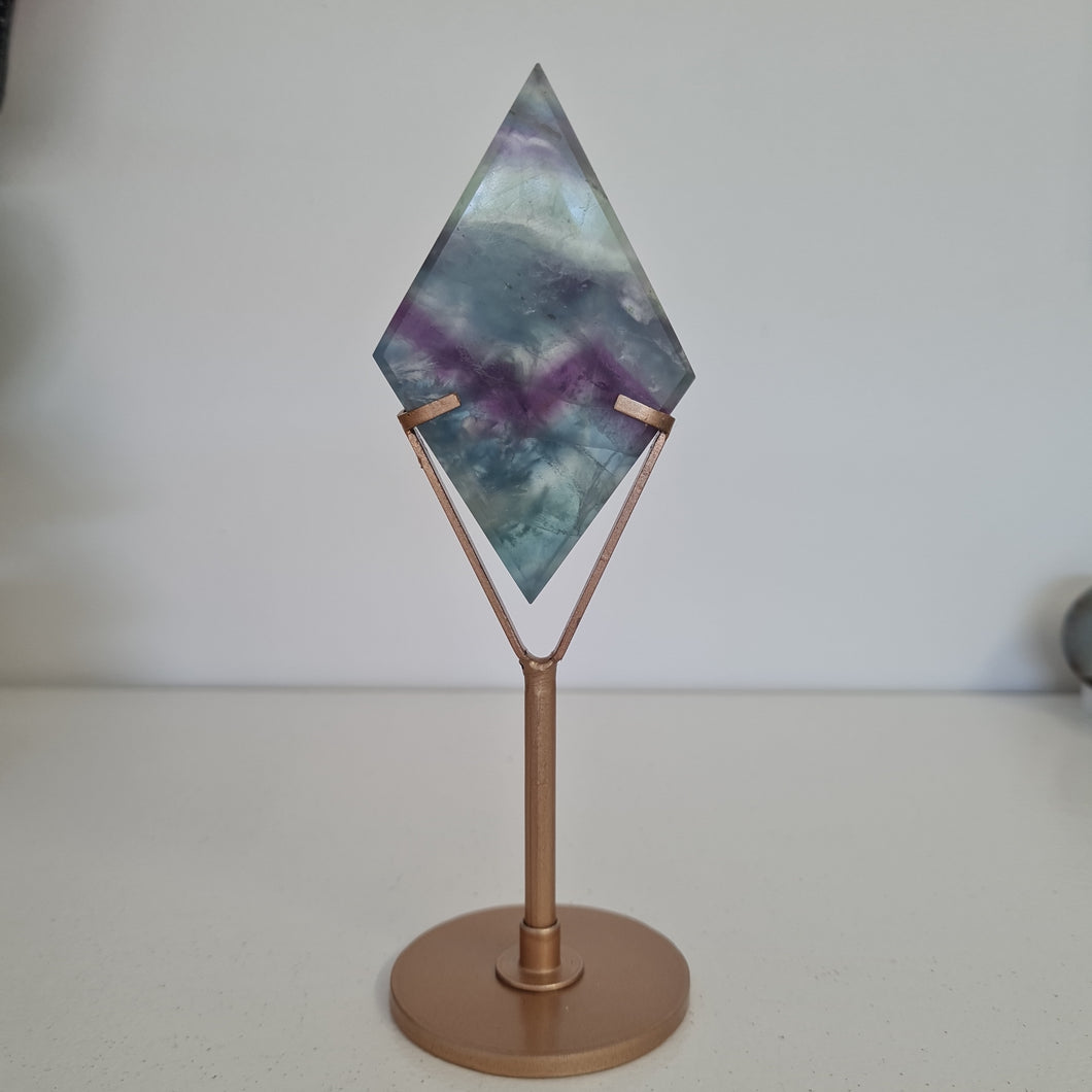Feather Fluorite Diamond with Stand