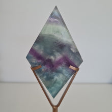 Load image into Gallery viewer, Feather Fluorite Diamond with Stand
